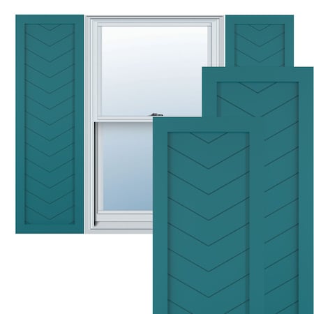 True Fit PVC Single Panel Chevron Modern Style Fixed Mount Shutters, Antigua, 15W X 73H